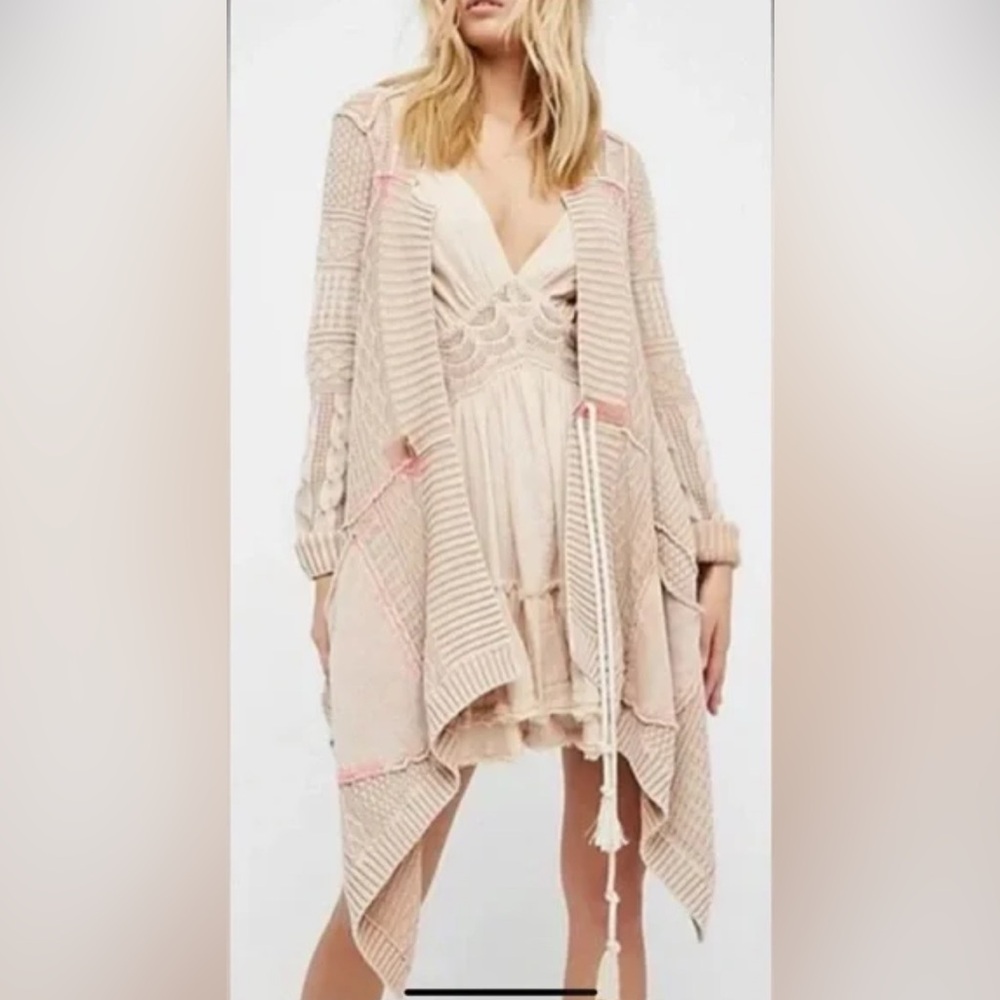 Free People Blush Cream Draped Knit Cardigan